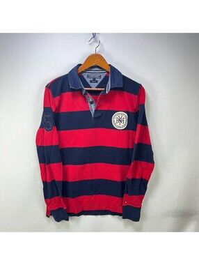 Vintage Tommy Hilfiger Striped Rugby Shirt Polo Size L
